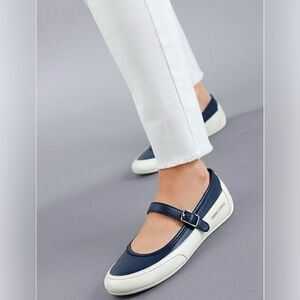 New Candice Cooper CANDY BRID Buffed leather ballet flats, Navy/White, U.S. 7.5